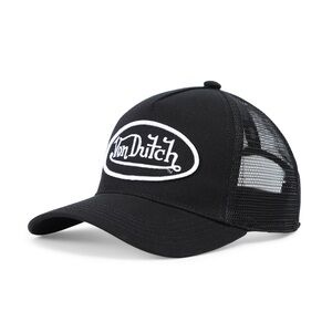 Von Dutch Black Mesh Logo Trucker Hat with White Patch